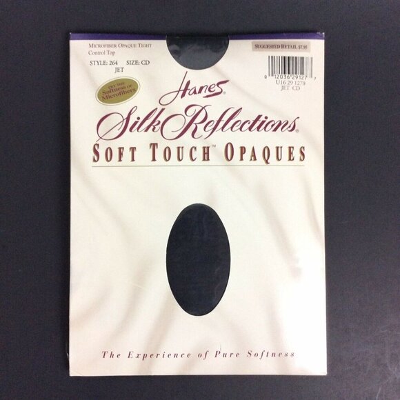 Hanes Silk Reflections Soft Touch Opaque Tights CD Jet Black Control Top - Picture 1 of 8